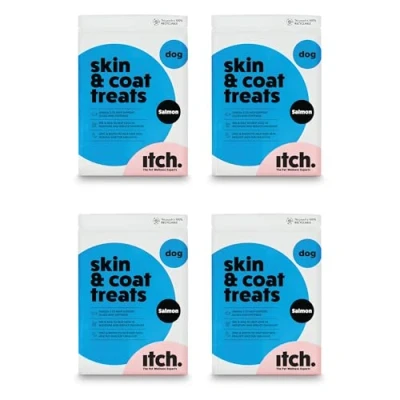 Image of Itch Skin &amp; Coat Dog treats Grain Free, Glossy With Omega 3, Biotin and Zinc for Fur 4 Pack