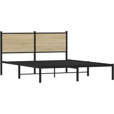 Image of vidaXL Metal Bed Frame without Mattress Sonoma Oak 150x200 cm King Size