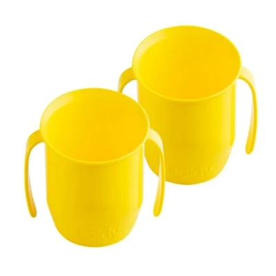 Image of Doidy Cup Training Sippy Cups Baby Unique Slanted Design Two Handles Beaker Great Weaning for Milk, Water &amp; Juice Use from 3 6 Months 200ml (Yellow+Yellow)