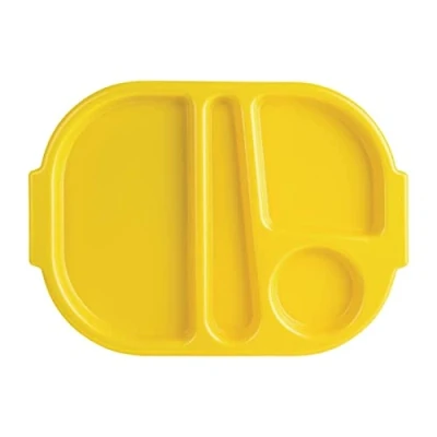 Image of Olympia Kristallon Small Polycarbonate Plastic 4 Compartment Food Tray, Yellow, 322(W) x 236(D)mm / 12 1/2 9 1/4 inch, Dishwasher Safe Care Homes, Schools, Hospitals, DL127