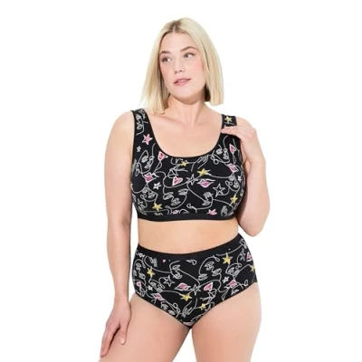 Image of Ulla Popken Women&#039;s Bustier, Schlupfform, Ohne Bügel Bra, black, 46 48
