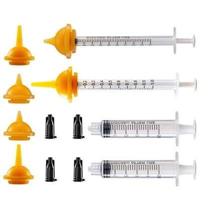 Image of betevie Mini and Original Nipple with Syringes for Puppy Kitten Squirrels Other Newborn Pets 6 Pack