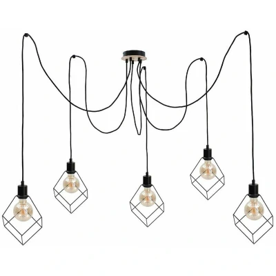 Image of Ruben Cluster Pendant Ceiling Light Wood, 5x E27