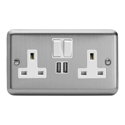 Image of Varilight XS5U2SW 13A Socket 2G With USB White