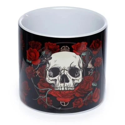 Image of Puckator Skulls &amp; Roses Ceramic Indoor Plant Pot Small Decorative Pots House Basket Gifts Home Decoration Gift Planter Planters For Women Flowerpot
