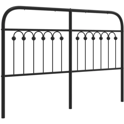 Image of vidaXL Metal Headboard in Black Powder Coated Steel Bed Head, 142x3x90cm Sturdy Bedroom Furniture with Easy Assembly, for 135 cm Mattresses