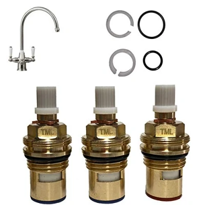 Image of Franke Triflow Corinthian Compatible Tap Repair Spares Kit Spout O Ring Seals &amp; Ceramic Cartridge Valves (set of 3)
