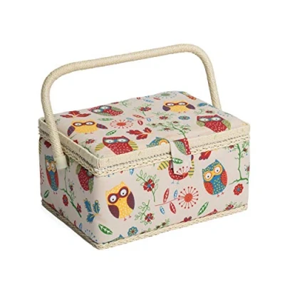 Image of Hobby Gift Exclusive Medium Sewing Craft Storage Box, Wood, Owl, (L/W/H) 25.5 x 18.5 14.5cm