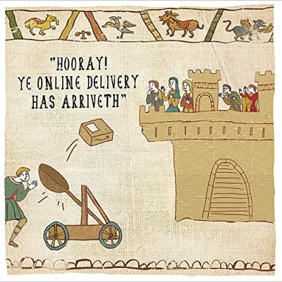 Image of Horray Ye Online Delivery Has Arriveth Humorous Funny Blank/Birthday Card From The Woodmansterne Hysterical Histories Range (Online Delivery)