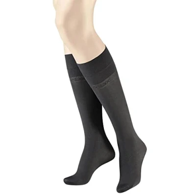 Image of Hudson Women&#039;s Micro 50 00058 Knee High Socks, DEN, Charcoal, 35 38