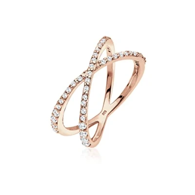 Image of Elli Ring Ladies Wrap X with Cubic Zirconia Crystals in 925 Sterling Silver
