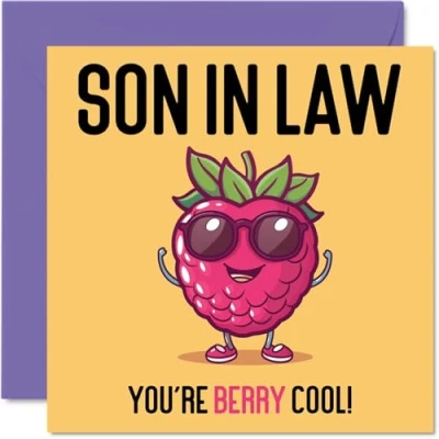 Image of Birthday Cards for Son in law Berry Cool Funny Happy Card from Mum Dad Law, Gifts, 145mm x Joke Greeting Men Him