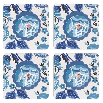 Image of Cath Kidston Strawberry Garden Set of 4 Blue Cork Backed Coasters
