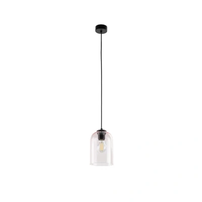 Image of Molly Slim Pendant Ceiling Light Black, Pink 1xE27