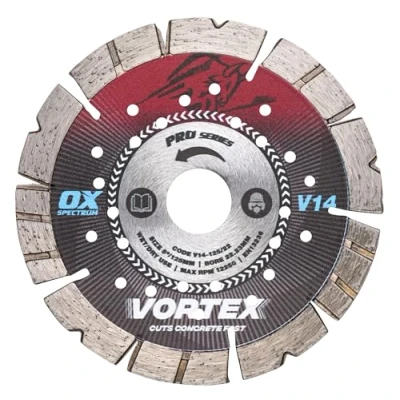 Image of OX Pro V14 Diamond Blade for Concrete 125mm/22.23mm, Turbo V Tooth Fast Cutting and Long Life, Cuts Kerbs &amp; Slabs, Paviors, Roof Tiles, Bricks, General Building Materials
