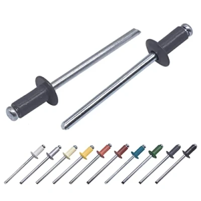 Image of (Pack of 100 pcs) Painted Blind Rivets 3.2 x 8 mm, Dome Head, DIN 7337, Aluminum Rivet and Steel Mandrel, Pop (100, Graphite Grey RAL 7024)