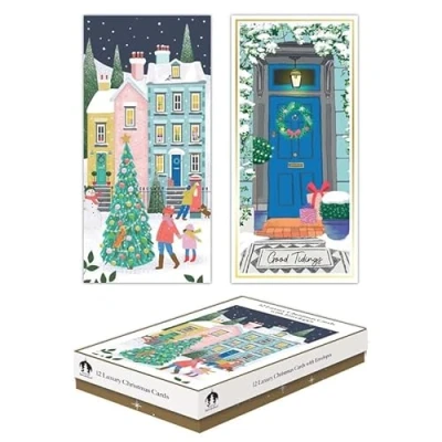 Image of Tallon Festive Wonderland XCA0220 Luxury Slim Christmas Xmas Cards, Box of 12, Contemporary