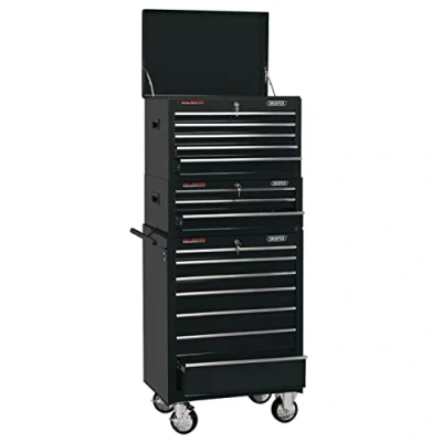 Image of Draper Combined Roller Cabinet and Tool Chest, 15 Drawer, 26&quot;, Black
