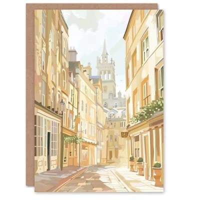 Image of Artery8 Greeting Card Bath England Sunny Day Street View Cityscape Blank For All Him Or Her Art Birthday
