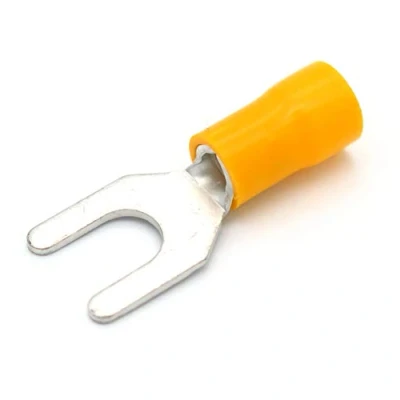 Image of Electrical Connectors 100x Insulated Fork/Spade Connector Terminals Yellow FREE FIRST CLASS UK POSTAGE!