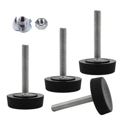 Image of SKIR&#039;CO 4 pcs, Furniture Leveling Feet M5 x 30 mm, Adjustable Round Legs 25 mm Diameter, Thread Leveler Foot (Nuts Included)