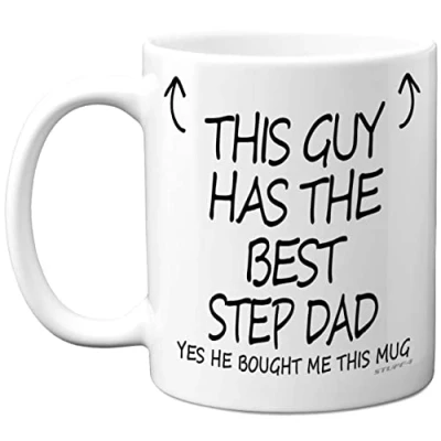 Image of Stuff4 This Guy Has The Best Step Dad Mug Gifts, 11oz Ceramic Dishwasher Safe Coffee Mugs Son Gifts for Birthday, Christmas Day Presents Gift, Premium Cup Made in UK