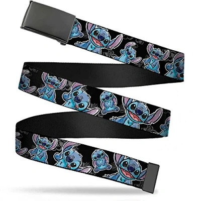 Image of Buckle down Men&#039;s Web Lilo &amp; Stitch 1.25&quot; Belt, Multicolor, 1.25 Wide Fits up to 42 Pant Size UK