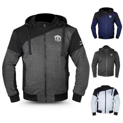 Image of Tornado Men&#039;s Protective Motorbike Hoodie Fleece Jacket with Kevlar and Mesh Lining, CE Level 2 Removable Armour