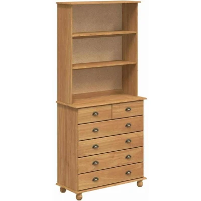Image of vidaXL Hutch “ASKIM Honey Brown 91x40x199.5 cm Solid Wood Pine