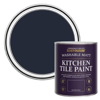 Image of Rust Oleum Blue water resistant Kitchen Tile Paint in Matt Finish Odyssey 750ml