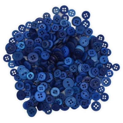 Image of celloexpress Pack of 250g Tiny Blue Mixed Sizes Various Buttons for Sewing and Crafting