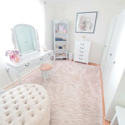 Image of Super Soft Shaggy Light Pink Bedroom Rug Luxury High Pile Fluffy Living Room Area Rugs Childrens Nursery Modern Durable Thick Plush Carpet Shag Blush Comfort Hallway 120cm x 170cm