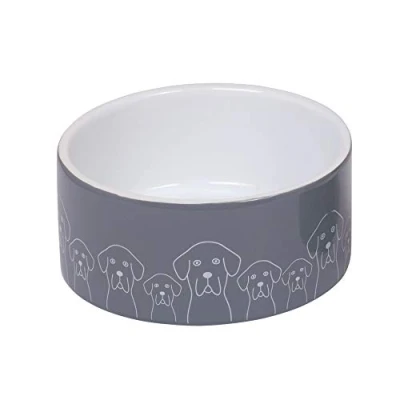 Image of Nobby Ceramic Dog Bowl, White, Diameter 18 x 7 cm, 1.10 L, Pack of 1