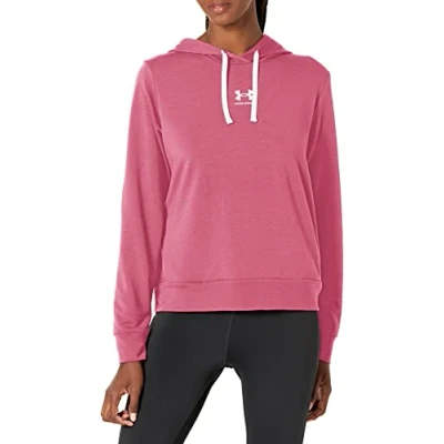 Image of Under Armour Women&#039;s Rival Terry Hoodie Long Sleeves, Pace Pink, S