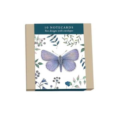 Image of Otter House Pack of 10 Blank Notecards Butterflies and Flowers 5 Cards Each 2 Designs
