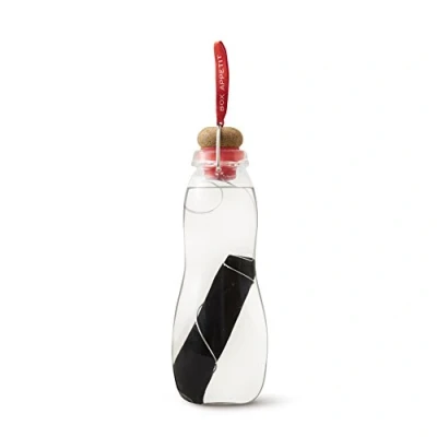Image of BLACK+BLUM Eau Good Glass Water Bottle with Charcoal Filter Using Traditional Japanese Binchotan Charcoal, Supercharge Your Hydration, Leak Proof BPA Free Bottle, Red, 650ml