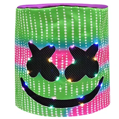 Image of dgfstmd Kids Tracksuits DJ Smiley Face mask Funny Halloween Cosplay Costume Clothes Set (led Green, one Size)