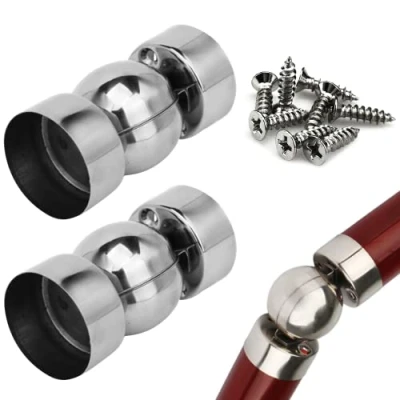 Image of 2Pcs 45mm Stainless Steel Handrail Pipe Connectors Ultra Thin 0.4mm,Stair Universal Joint Stair Accessories,Handrail Corner Accessories,with 8Pcs Screws