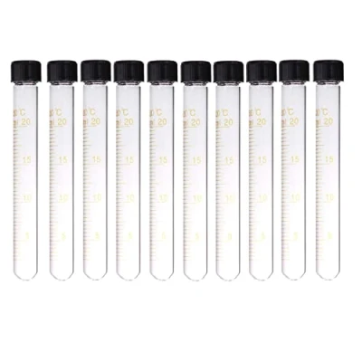 Image of SKYPRO 10 Pcs 20ml Centrifuge Tubes Graduated Glass Test with Screw Caps High Temperature Resistant Calibration