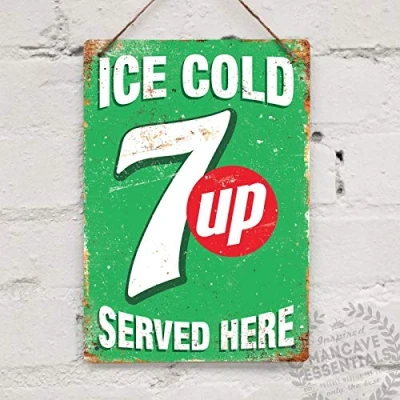 Image of BDTS 7up Soda Vintage Tin Sign Metal Decor Wall 8X12 inches
