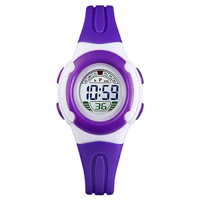 Image of Skmei Childrens Kids Purple Watch Girls Boys Pink Stopwatch Alarm Light Comfortable Strap