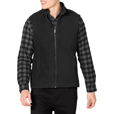 Image of Amazon Essentials Men&#039;s Full Zip Polar Fleece Vest (Available in Big &amp; Tall), Black, XXL