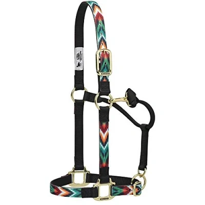 Image of Weaver Leather Chevron Adjustable Nylon Horse Halter, Large, Black/Multi