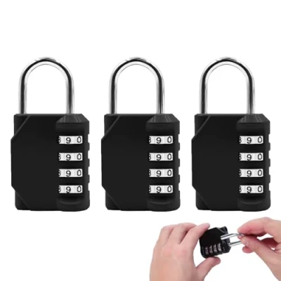 Image of DALAETUS 3 Pcs Combination Padlock, 4 Digit Locker Padlocks, Weatherproof Lock Outdoor for School Gym Locker, Shed, Cabinet, Tool Box, Gate (Black)