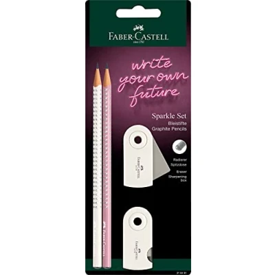 Image of Faber Castell 2 Pencil Set Sparkle Coconut Milk/Rose Shadows, White, 218481