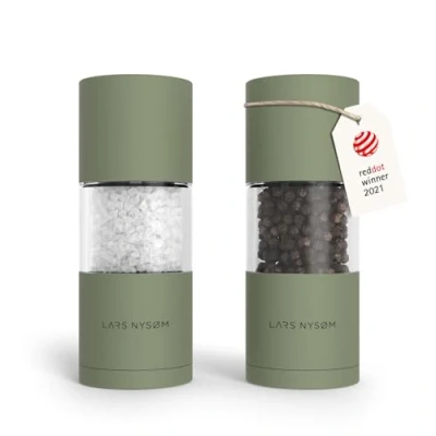 Image of LARS NYSØM Salt and Pepper Grinder Set I Mills with Adjustable Ceramic 2 Pieces Manual Design Spice (Sage Green)