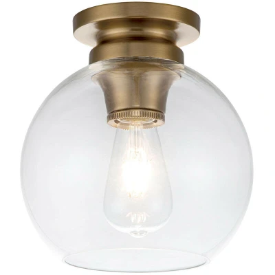Image of Feiss Tabby Bowl Semi Flush Ceiling Light Burnished Brass