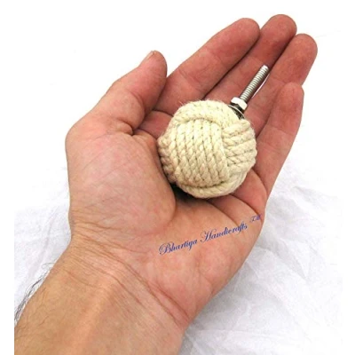 Image of Galaxy Indiacraft Hand Knitten Jute Knob for Door, Drawer and Furniture (2, White Knob)