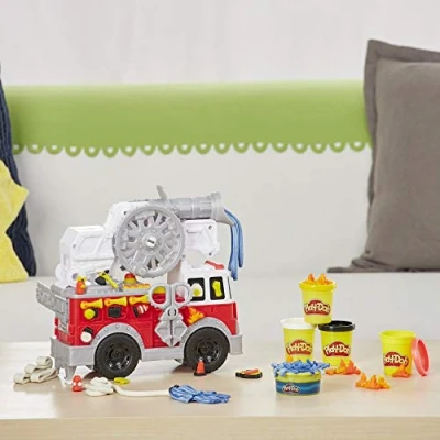 Image of Play Doh Wheels Fire Truck Toy with 5 Non Toxic Colours Including Water Compound