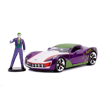 Image of Jada Toys 253255020 2009 Chevy Corvette Stingray 1:24 Scale wheel, Doors &amp; Trunk Bonnet Opening Die cast Joker Figure